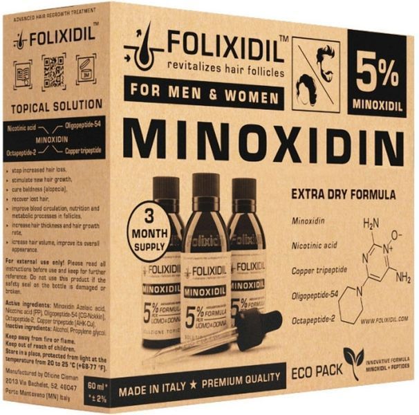 Набор из 3-х лосьонов Folixidil Minoxidil 5% - 3х60 мл 8011483016107 фото
