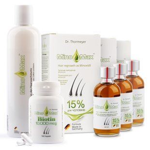 Набір MinoMax Minoxidil 15% (Лосьйон, Шампунь, Біотин) mm_set_15 фото